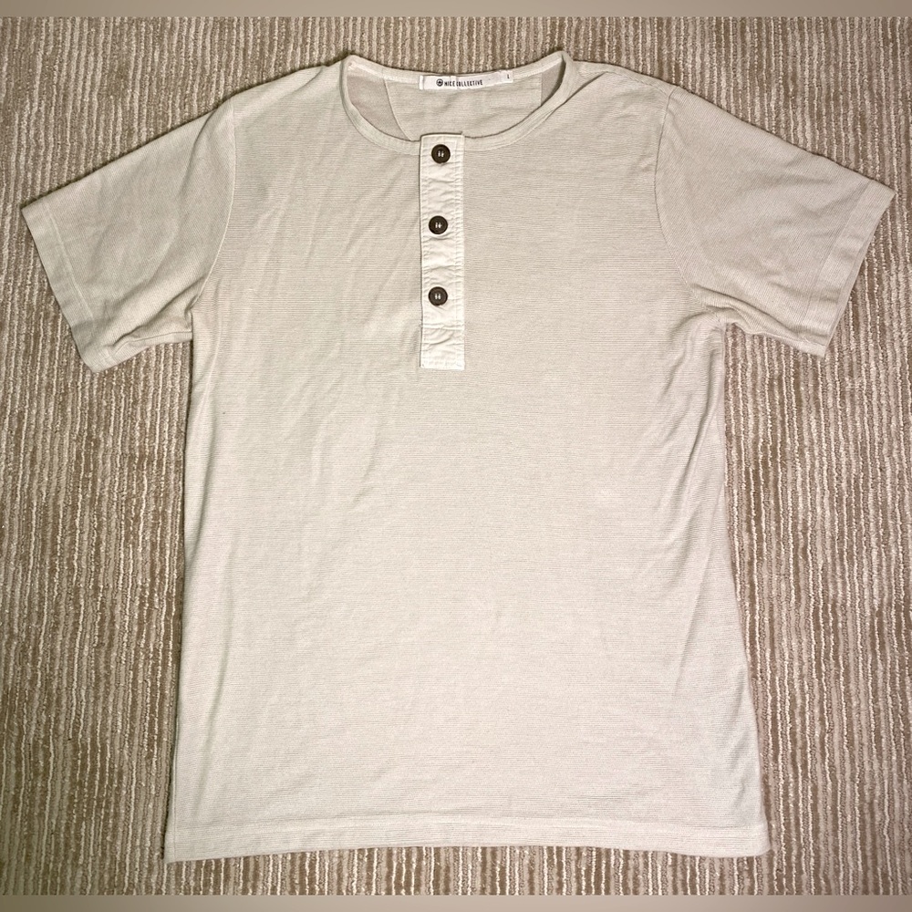 Nice Collective Men’s Off-White Henley T-Shirt - Size L
